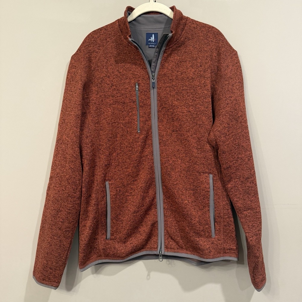 Johnnie O Men's M‎ Bates Full Zip Red Orange Lined Jacket Pockets Lined